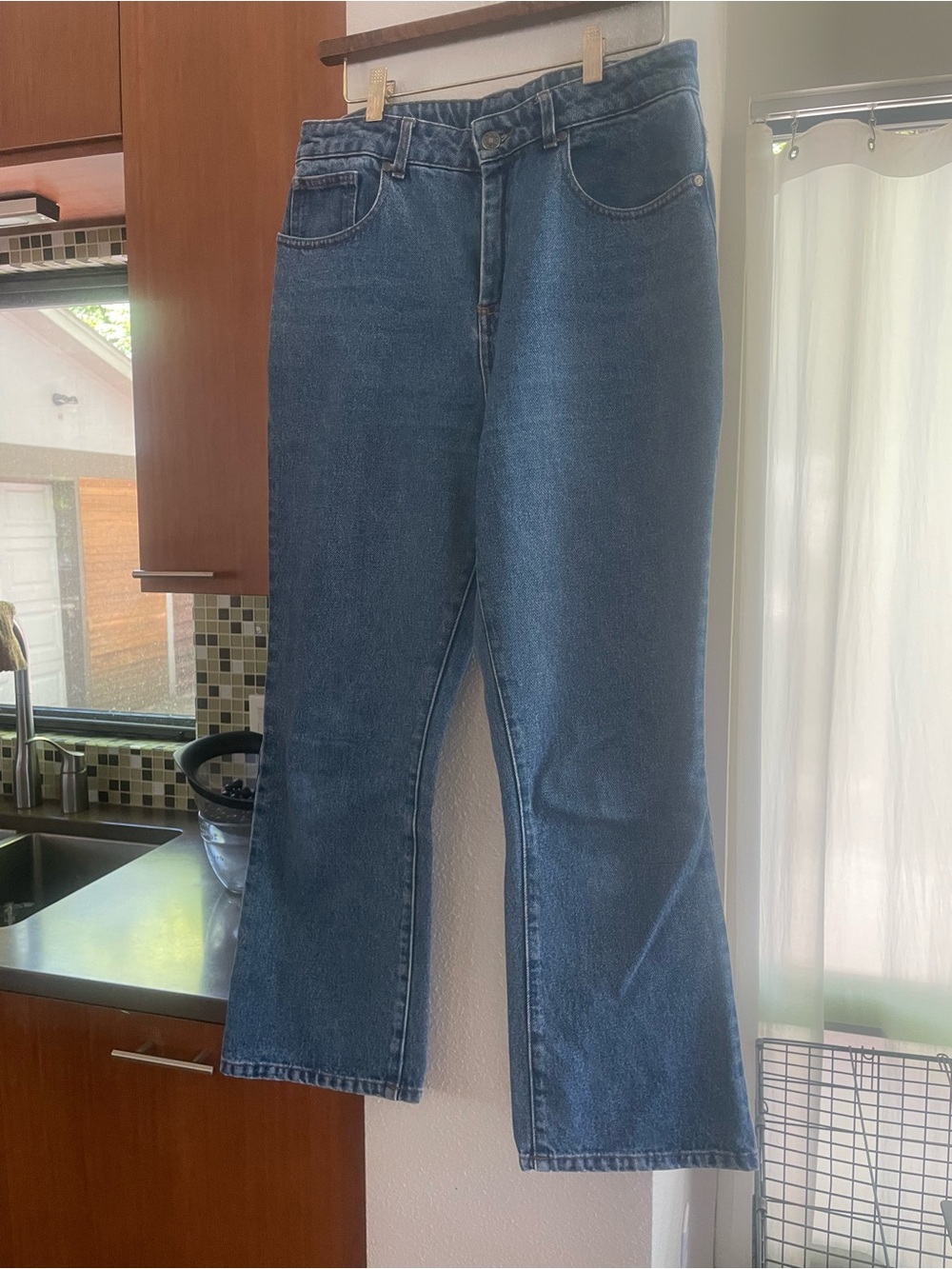 soeur Dark Blue Cropped Flare Jeans